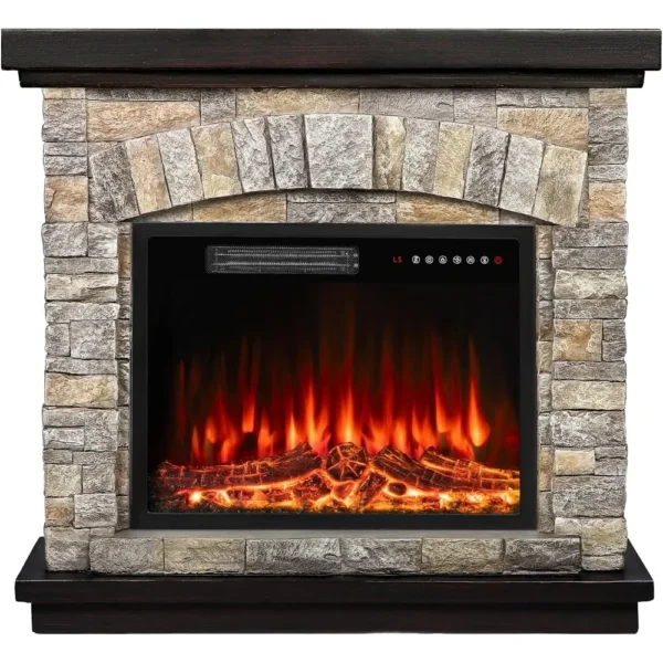 36" Electric Fireplace, TV Stand Freestanding Heater with Remote Control Timer LED Flame, 23 Inch Electric Fireplace Insert - Image 2