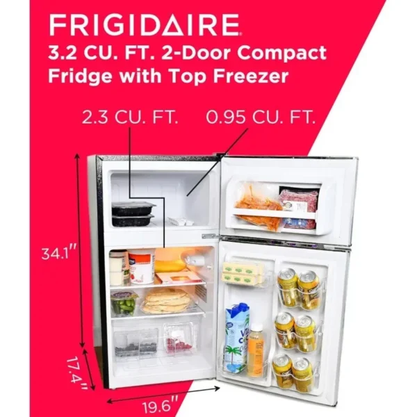 QWFrigidaire EFR341,3.1 cu ft 2 Door Fridge and Freezer,Platinum Series,Stainless Steel,Double - Image 3