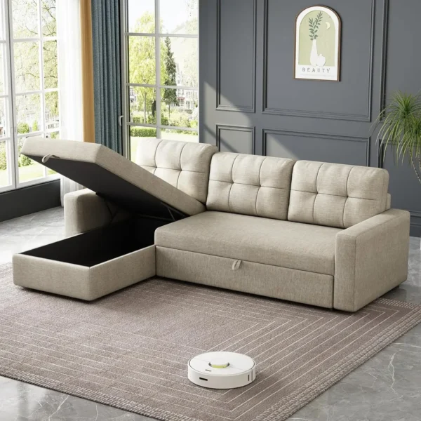 Living Room Sofas Living Room Convertible Sofa Bed With 3 Cushions and Breathable Fabric for Apartments Offices Furniture Home - Image 7