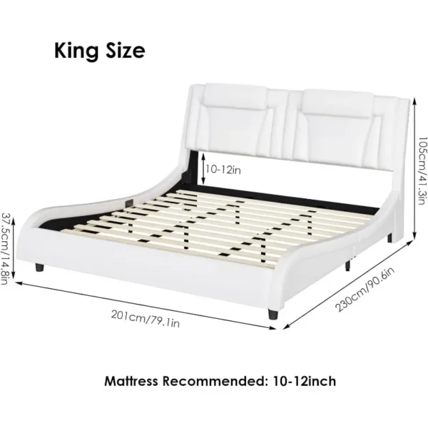 Upholstered King Bed Frame with Adjustable LED Headboard - Image 2