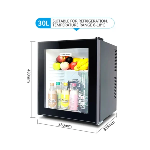 220V 30L Hotel Room Small Refrigerator Mini Transparent Freestanding Display Freezer Mute Mini Fridge 6-18 Celsius - Image 3