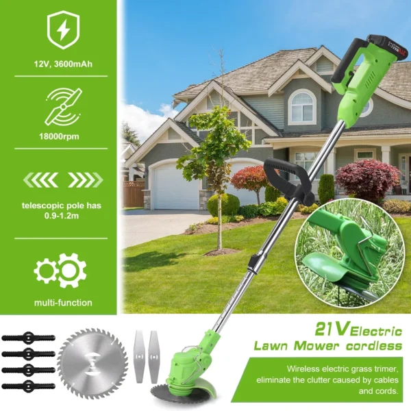 Electric Lawn Mower 25000RPM Handheld Cordless Grass Trimmer Length Adjustable Cutter Household Garden Tools - Image 3