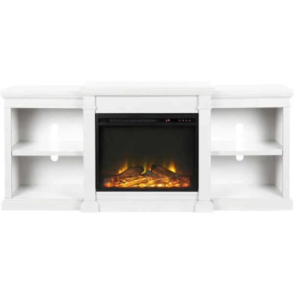 Electric Fireplace TV Stand for TVs up to 70", With 4 open Shelves (2 Adjustable) Adjust the Heat Settings and Set a Timer - Image 2