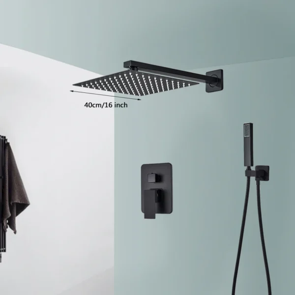 Black Shower Faucets System Bathroom Wall Mounted Rainfall Shower Kit Concealed Embedded Box Hot Cold Water Mixer Tap SUS304 - Image 14