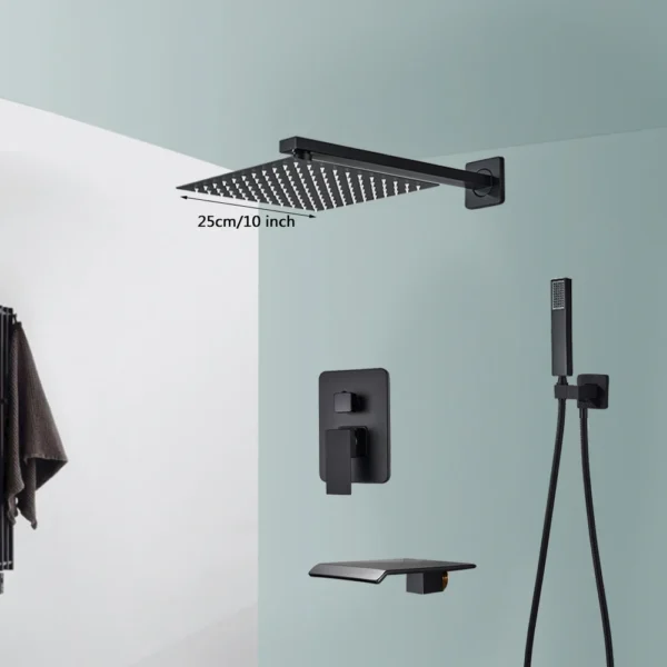 Black Shower Faucets System Bathroom Wall Mounted Rainfall Shower Kit Concealed Embedded Box Hot Cold Water Mixer Tap SUS304 - Image 12