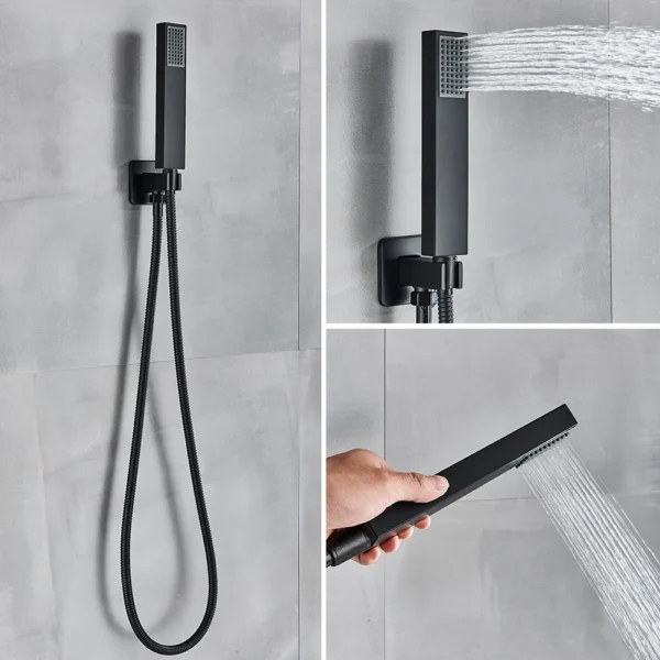 Black Shower Faucets System Bathroom Wall Mounted Rainfall Shower Kit Concealed Embedded Box Hot Cold Water Mixer Tap SUS304 - Image 3