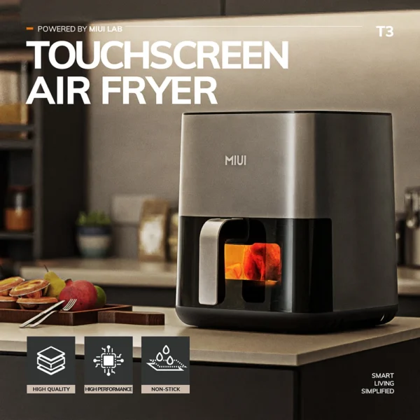 MIUI 5L Air Fryer, Electric Hot fryer Oven Oilless Cooker with Touch Control & Nonstick Basket & Visible Window, Family Size - Image 2