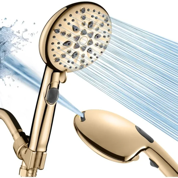 High Pressure 9 Functions Shower Head with handheld - Luxury Modern Chrome Look, Built-in Power Spray to Clean Corner