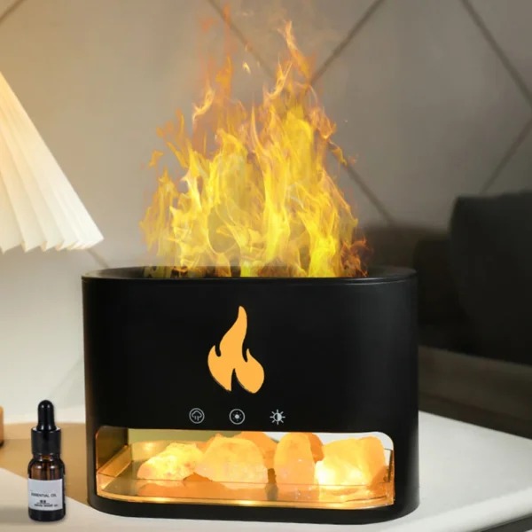 Fireplace Humidifier Crystal Salt Rock Fire Lamp Volcano Air Humidifier Flame Aroma Smell Device Essential Oil Diffuser for Home - Image 2