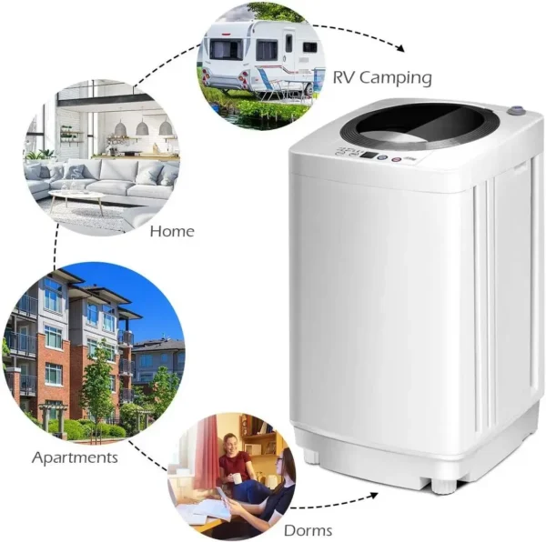 Portable Washing Machine, Full Automatic Washer and Dryer Combo, with Built-in Pump Drain 8 LBS Capacity Compact Laundry - Image 3