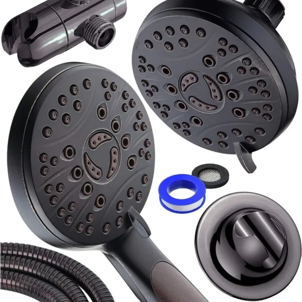 High Pressure 48-mode Luxury 3-way Combo – Dual Rain & Handheld Shower Head – Extra Long 6 Foot Stainless Steel Hose - Image 6