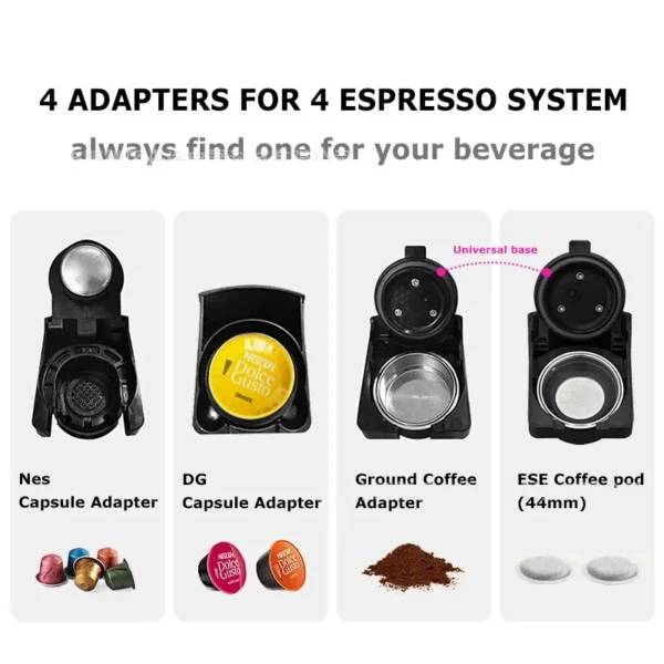 H3A Coffee Machine 4in1 Multiple Capsule Espresso Dolce Milk&Nespresso&ESE Pod&Powder Coffee Maker Stainless Metal Outook - Image 4