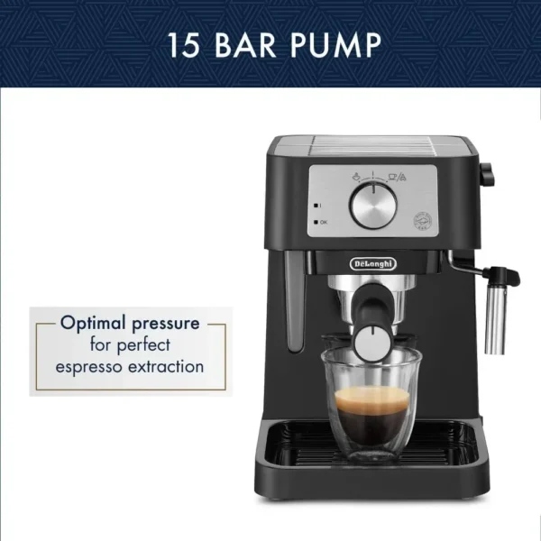 Manual Espresso Machine, Latte & Cappuccino Maker, 15 Bar Pump Pressure + Milk Frothier Steam Wand, Coffee Maker - Image 4