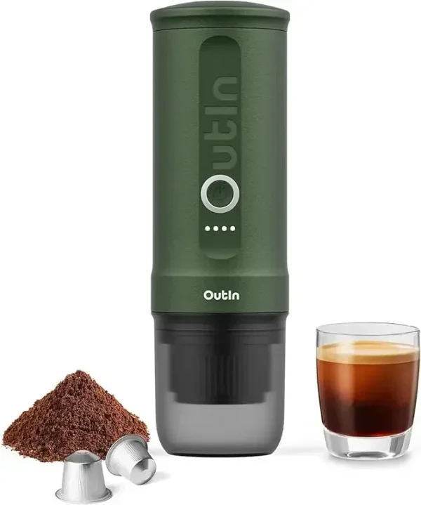 Qwoutin Nano portable electric espresso machine, self-heating, car charger, 20 bar mini coffee maker, with ground coffee; NS cap - Image 7