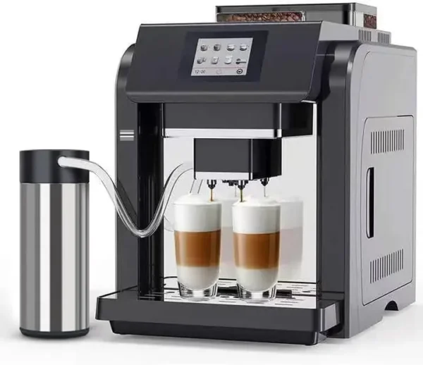 ES317 Fully Automatic Espresso Machine，Milk Frother,Built-in Grinder，Intuitive Touch Display ，7 Coffee Varieties for Home, Offic