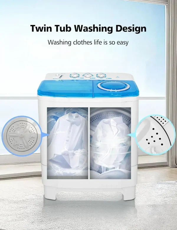 Compact Twin Tub Washing Machine 28Lbs Capacity for Apartments, RVs, Dorms - Washer 18Lbs Spinner 10Lbs Cycle Combo with Drain P - Image 2