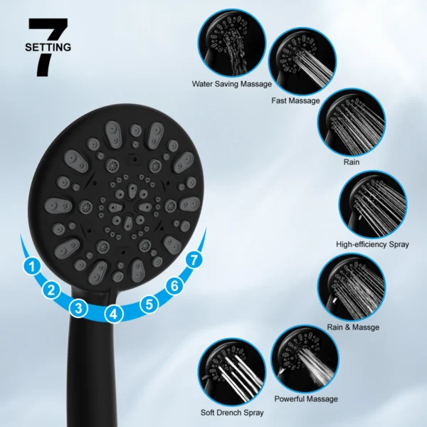 10'' High Pressure Rain Shower Head/Handheld Showerhead Combo with 16'' Adjustable Arc-shaped Shower Extension Arm,71'' Hose - Image 5