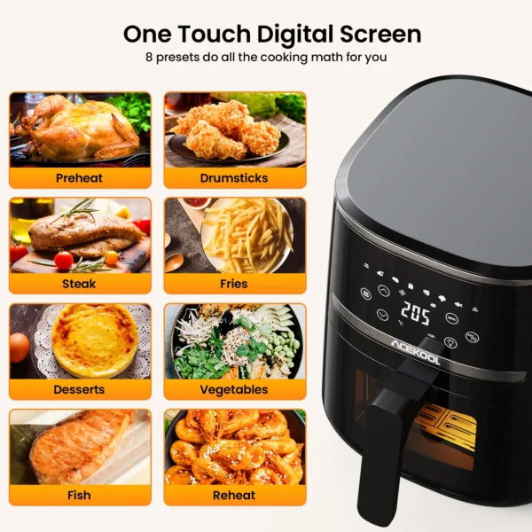 5 Quart Digital Display Air Fryer Toaster Oven Combo with 8 Cooking Presets Oilless Cooker,Visible Window,Dishwasher Safe Basket - Image 4