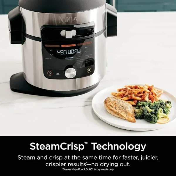 Ninja OL601 Foodi XL 8 Qt. Pressure Cooker Steam Fryer with SmartLid, 14-in-1 that Air Fries, Bakes & More with 3-Layer Capacity - Image 4