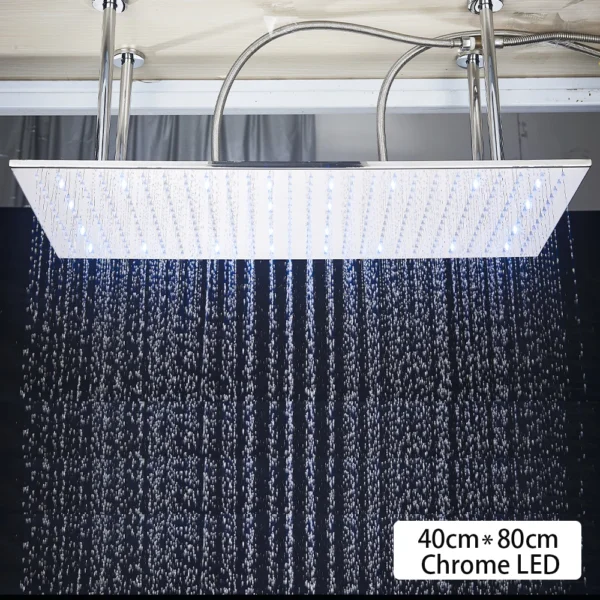 Black Ceiling Intelligent Remote Control LED Rainfall Waterfall Single Shower Head Concealed Shower Tap - Image 11