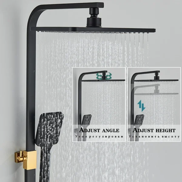 4-Function Button Digital Display Shower Faucet Set Chrome Rain Shower Column Constant Temperature Shower Wall Mounted - Image 3