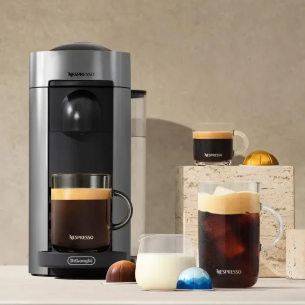 Single-Serve Centrifusion Coffee & Espresso Machine Nespresso VertuoPlus ENV150GY Gray Brewer Double Espresso Gran Lungo Capsule - Image 2