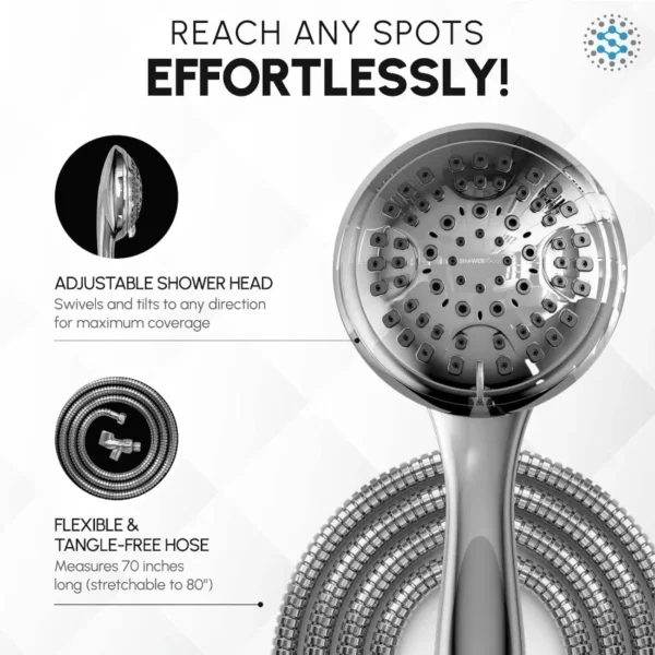 Luxury Spa Series, 6 Spray Settings 4.5 inch Hand Held Shower Head, Extra Long Stainless Steel Hose, MAXX-imize Your Shower - Image 4