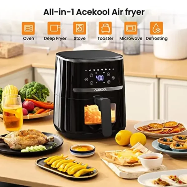 5 Quart Digital Air Fryer Toaster Oven Combo 8 Cooking Presets Oilless Cooker Visible Window_FREE Touch Screen_Easy Clean_UP - Image 2