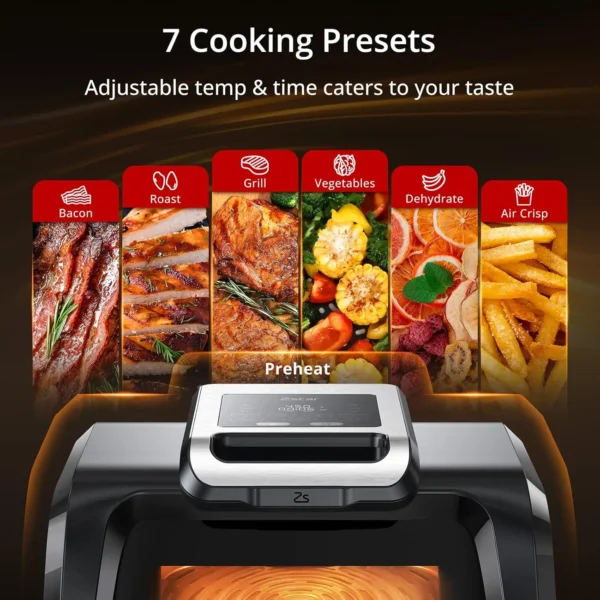 Indoor Grill Air Fryer/Griddle Combo With See Through Window, 4Qt  7-in-1 Smart Smokeless Electric Grill, Versatile Efficient - Image 2