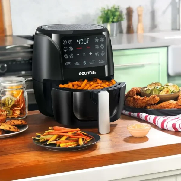 Digital Air Fryer 4 Qt Black Guided Cooking FryForce 360° Technology 12 Functions Nonstick Basket 1300W Dishwasher Safe Recipe - Image 4