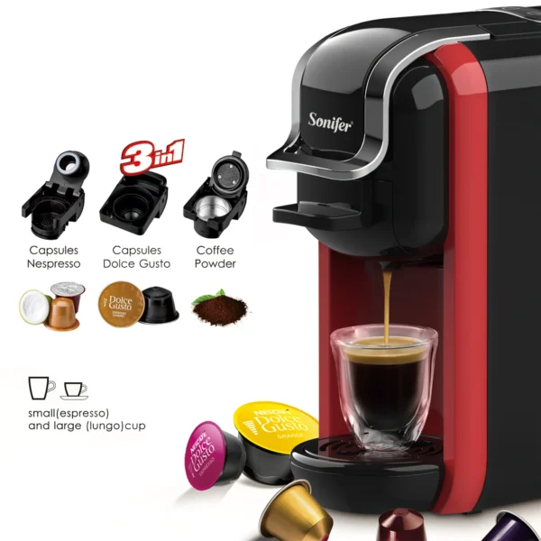 Italian Espresso Electric Coffee Capsule Machine 3 in 1 For Nestle Capsules Kitchen Appliances 19 bar Coffee Machine Sonifer - Image 3