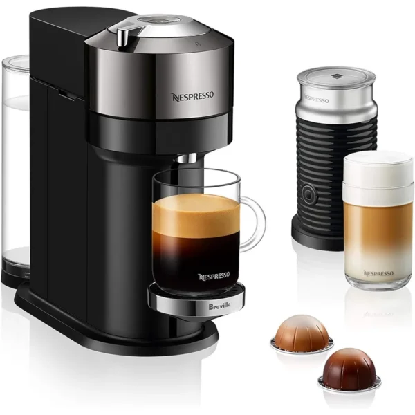 Deluxe Coffee and Espresso Maker, Capsule coffee machine, household use, with Milk Frother,1.1 liter, Black, Dark Chrome - Image 2