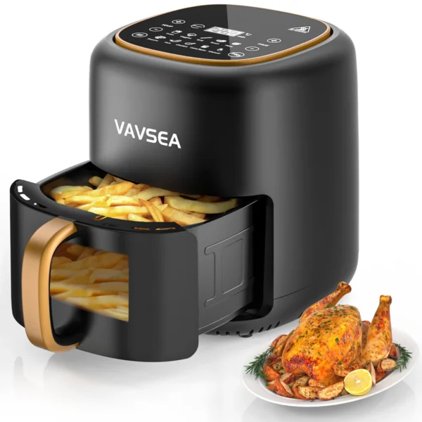 VAVSEA 10-in-1 Air Fryer with Clear Window, 1600W Hot Airfryer Oven with Digital LED Touch Screen, and Non-Stick Basket,6.5QT, - Image 7