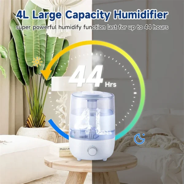 Air Humidifier 4L Mechanical Humidifier  Low Water Level Protection BPA Free Professional Large Capacity For Home Car USB - Image 3