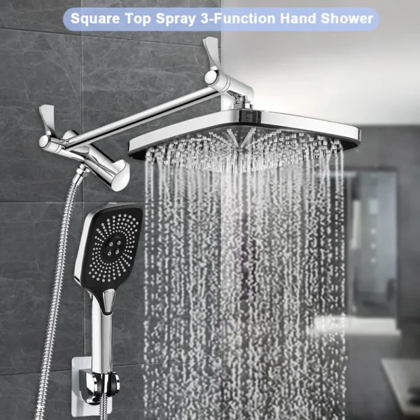 12 Inch Ceiling Rain Shower System Adjustable Hand Shower Head Shower Set with Extension Arm In Wall Shower System - Image 3