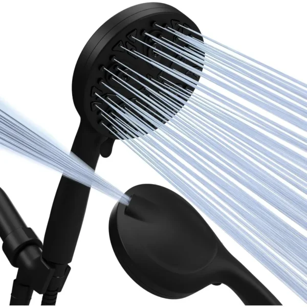 10-Mode Shower Head with Hose - Luxury 5" High Pressure Shower Heads - Handheld Shower Head, Bracket (Midnight Black Matte)