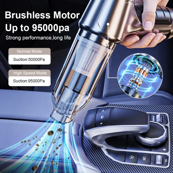 Car Vacuum Cleaner 95000PA Strong Suction Handheld Wireless Vacuum Cleaner Blower 2 in 1 Portable Vacuum Cleaner For Car Home - Image 3