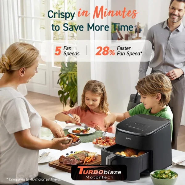 Air Fryer 9-in-1, Compact & Large 6 Qt, 5 Fan Speeds with 450F for Crispy, 95% Less Oil, 100+ In-App Recipes with Nutrien - Image 5