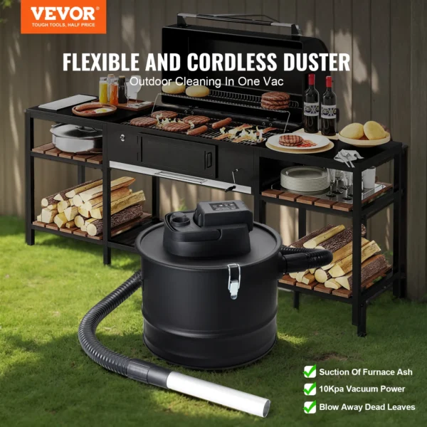 VEVOR Ash Vacuum Cleaner Powerful Suction Fireplace Vacuum with Reverse Suction Power Cable 10 Kpa Max. Vacuum for Fireplaces - Image 2