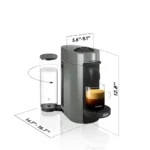 Single-Serve Centrifusion Coffee & Espresso Machine Nespresso VertuoPlus ENV150GY Gray Brewer Double Espresso Gran Lungo Capsule