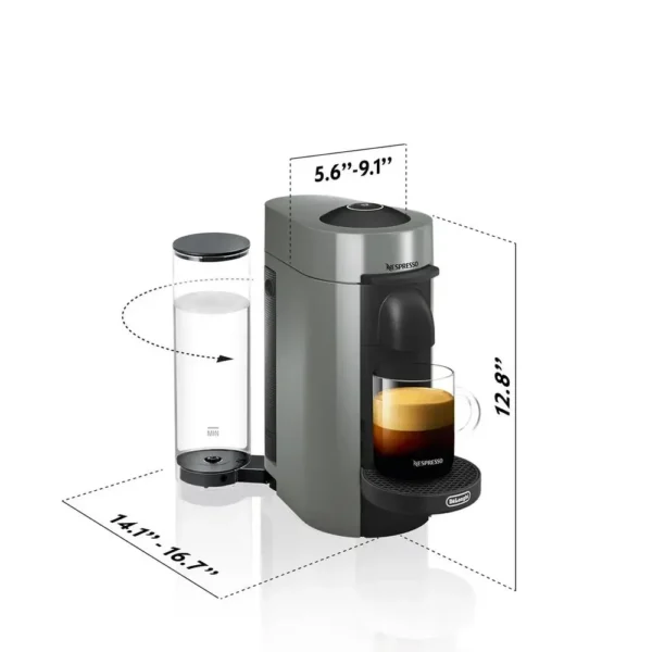 Single-Serve Centrifusion Coffee & Espresso Machine Nespresso VertuoPlus ENV150GY Gray Brewer Double Espresso Gran Lungo Capsule - Image 6