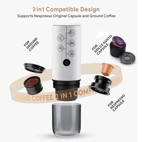 Outdoor Electric Portable Espresso Coffee Machine for Camping Hiking Travel Car fit Nespresso Dolce Gusto Pod Coffee Ground - Image 4