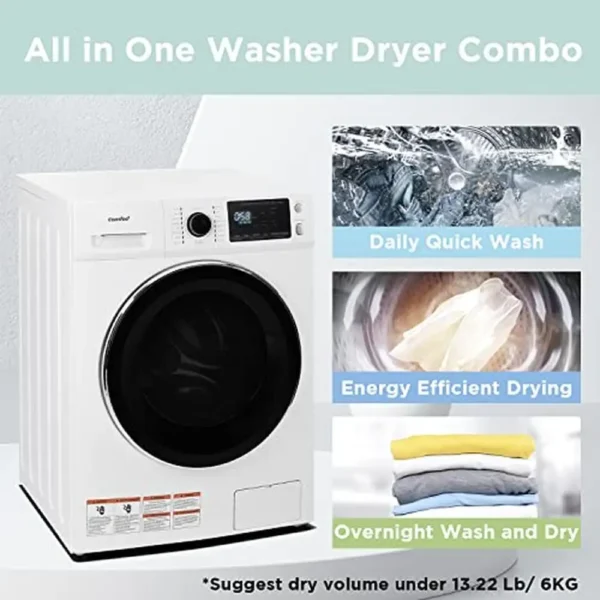 All-in-1 Ventless Washer Dryer Combo Steam Care Overnight Wash Front Load Energy Efficient 26/13 lbs Cap. - Image 2