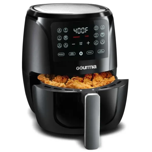 Digital Air Fryer 4 Qt Black Guided Cooking FryForce 360° Technology 12 Functions Nonstick Basket 1300W Dishwasher Safe Recipe - Image 3