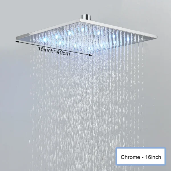 Black Ceiling Intelligent Remote Control LED Rainfall Waterfall Single Shower Head Concealed Shower Tap - Image 17