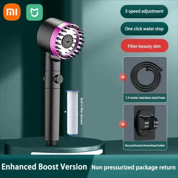 Xiaomi Mijia High Pressure Filter Shower Head 3-mode Adjustable Spray Massage Brush Rain Faucet Shower Set Bathroom Accessories - Image 8