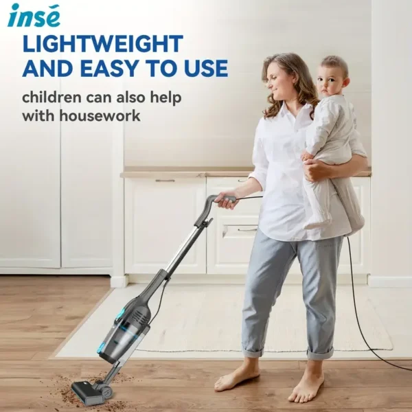 INSE R6 Corded Ultra-Lightweight Bagless Upright Vacuum, 15KPa Suction with 600W Motor,for Home Hard/Floor Carpet/Pet Hair/Car - Image 3