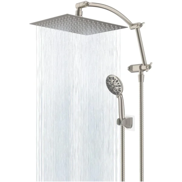 10'' High Pressure Rain Shower Head/Handheld Showerhead Combo with 16'' Adjustable Arc-shaped Shower Extension Arm,71'' Hose - Image 7