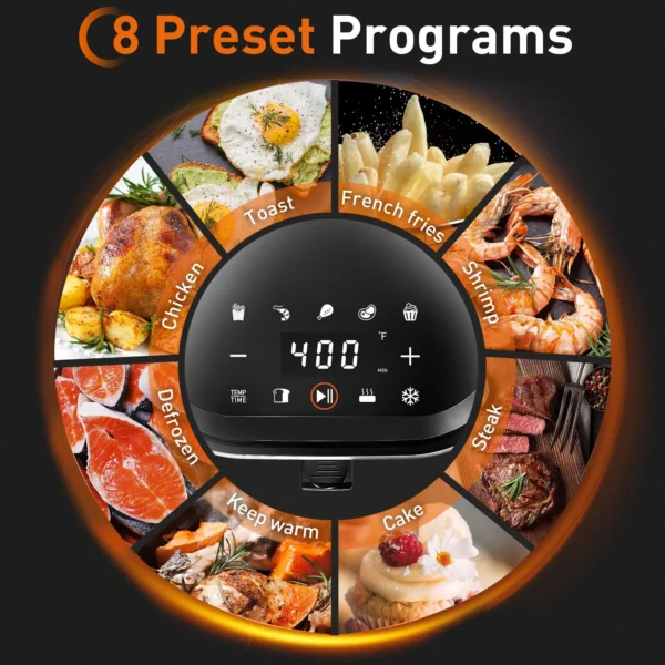 JOYOUNG Air Fryer with Digital LED Touch Screen,8 Automatic Programmes,Air Fryer 4.5 L,Oilless Cooker Preheating and Keeping War - Image 3