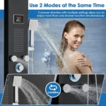 ROVATE LED Shower Panel Stainless Steel Shower Tower System MIST Rainfall Head Body Jets Handheld Tub Spout Black